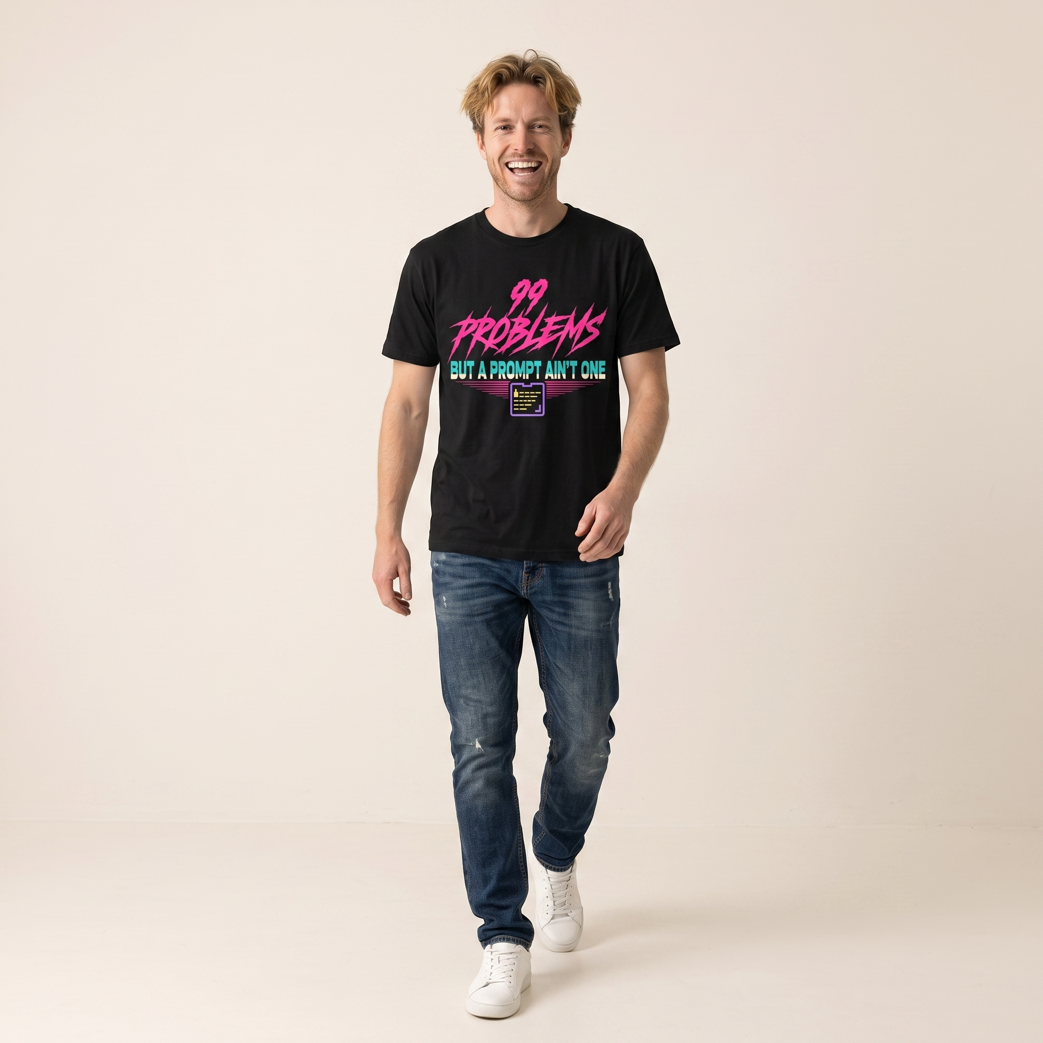OUTPUT №0023 · 99 PROBLEMS BUT A PROMPT AIN'T ONE Tee — Prompt Engineer Shirt