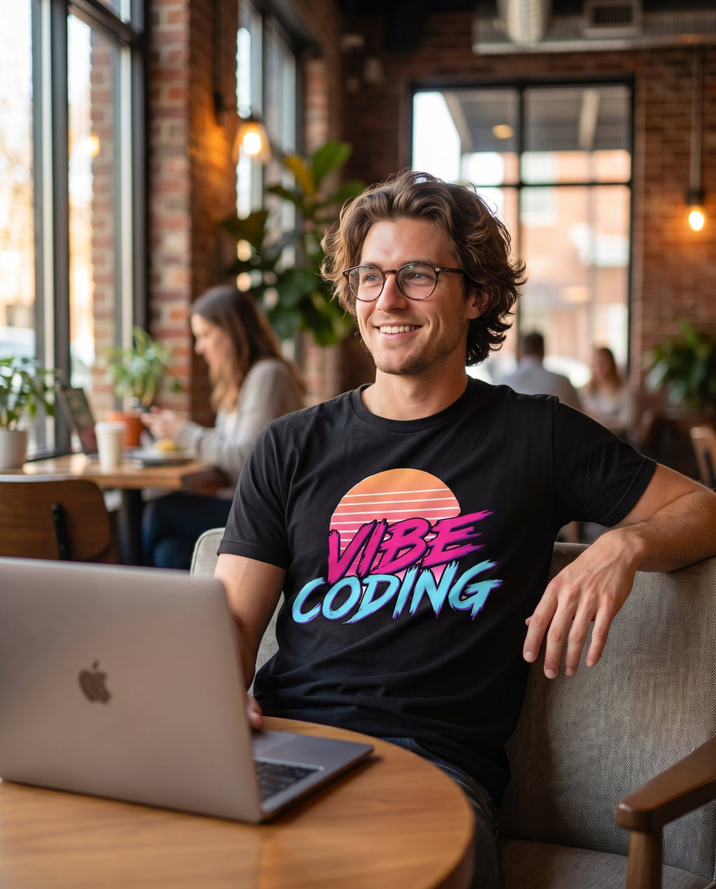 VIBE CODING tee in black — lifestyle shot
