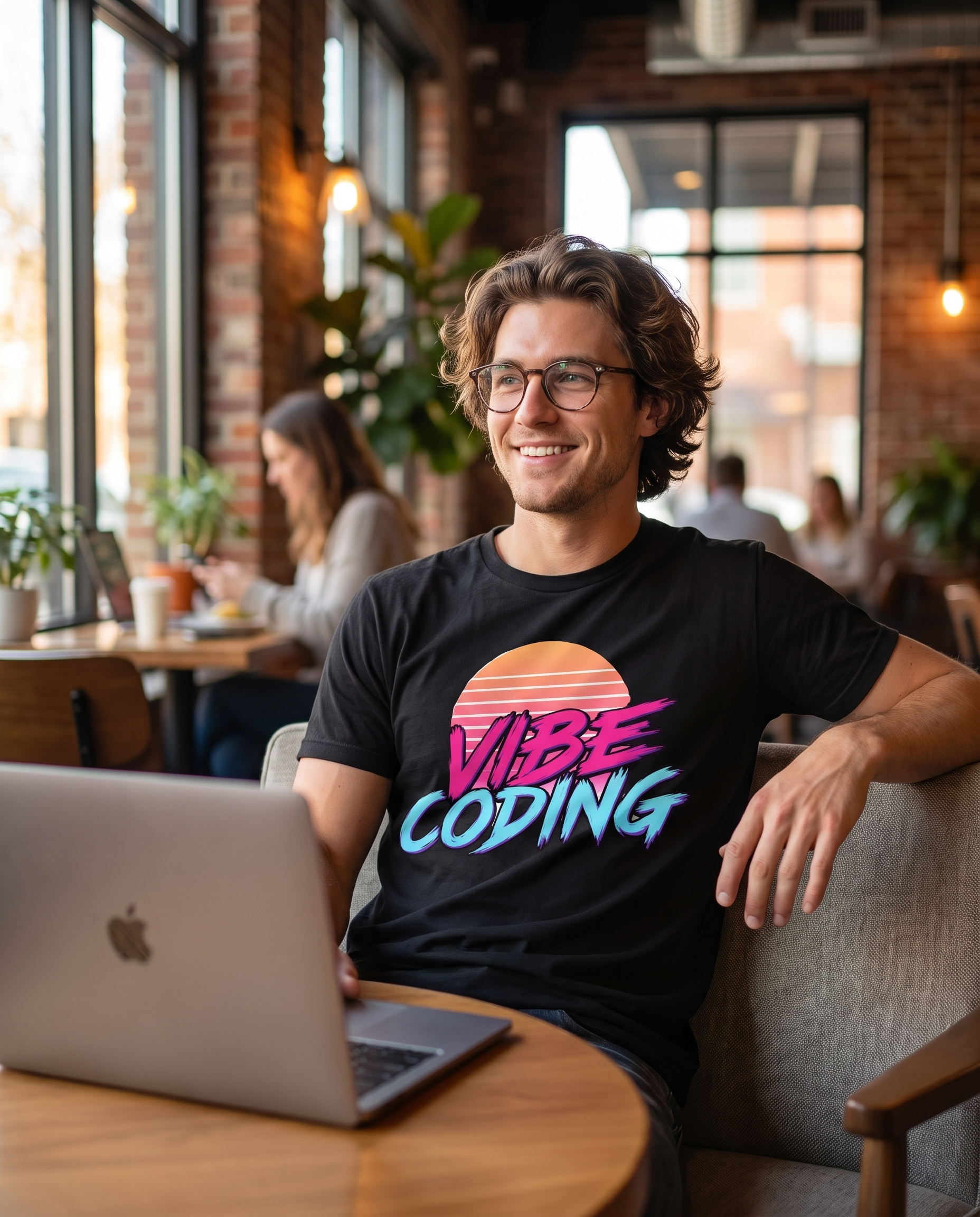 VIBE CODING tee in black — lifestyle shot